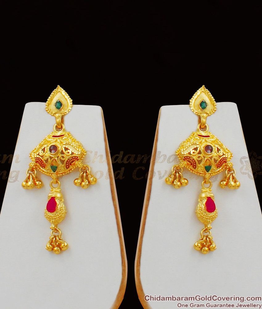 Delightful Color Stone Leaf Design Grand Gold Forming Necklace Bridal Collection NCKN1499