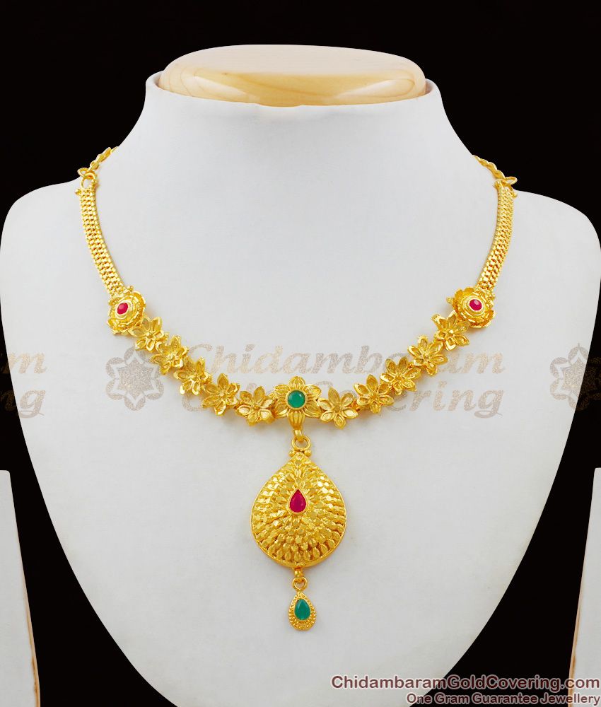 Marvelous Flower Model Gold Forming Necklace Bridal Wear Jewelry With Earrings NCKN1500