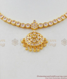 Full AD White Stone Impon Necklace Bridal Jewellery Collections NCKN1504