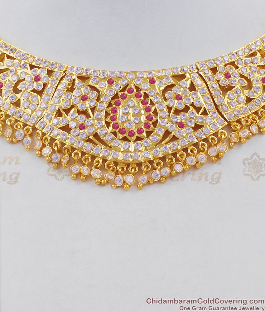 Grand Impon Gati Stones Attigai Gold Choker Necklace Design NCKN1507