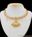 Trendy Colorful Multi Stones Choker Panchalogam Gold Attigai For Womens NCKN1508