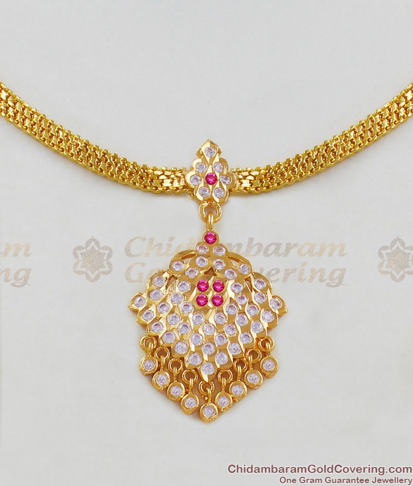 Latest Gold Design Gati Stone Impon Necklace Simple Dollar Design NCKN1514