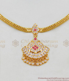 Stylish Impon Attigai Gold Necklace Ruby White Stones Jewellery NCKN1515 Stylish Impon Attigai Gold Necklace Ruby White Stones Jewellery NCKN1515