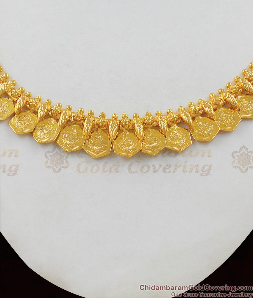 Traditional One Gram Gold Lakshmi Kasu malai Mullaipoo Necklace Collections NCKN1521