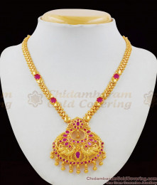 Amazing Peacock Dollar Design Ruby Stone Gold Plated Necklace NCKN1532