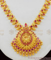 Magnificent Lakshmi Ruby Stone Dollar Peacock Design Necklace NCKN1533