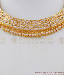Grand Gold Choker Unique Pure White Stone Necklace NCKN1539