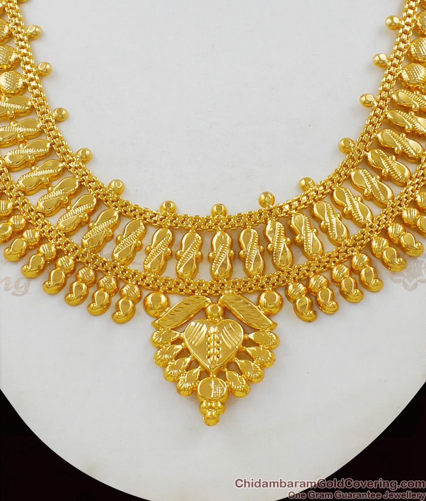 Unique Handmade Real Gold Heart Leaf Kerala Necklace Collection Online NCKN1547 