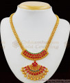 Fascinating Full Ruby AD Stone Pattern Gold Necklace Set Bridal Jewelry NCKN1550