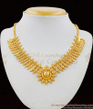 Simple Kerala Jewelry Mullai Poo Design One Gram Gold Necklace Collections NCKN1552