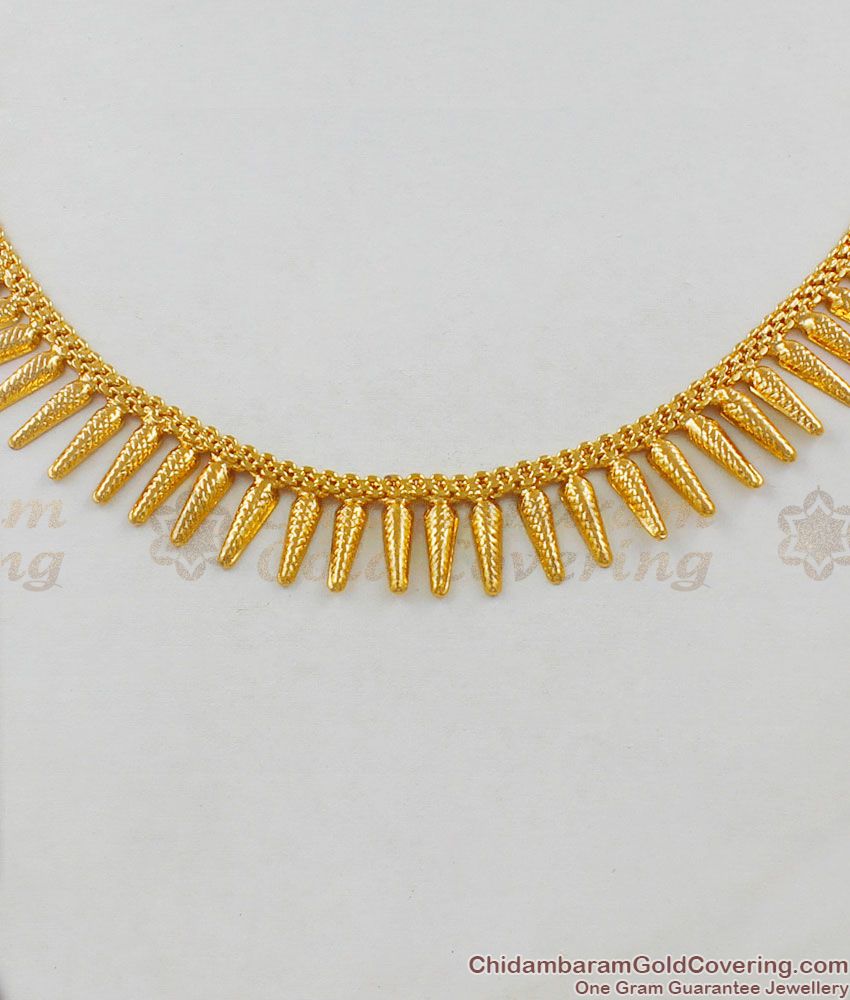 Traditional Kerala Gold Imitation MullaiPoo Necklace One Gram Gold Jewellery NCKN1554