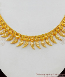 Mullai Poo 3D Gold Beads One Gram Gold Necklace Collections NCKN1558
