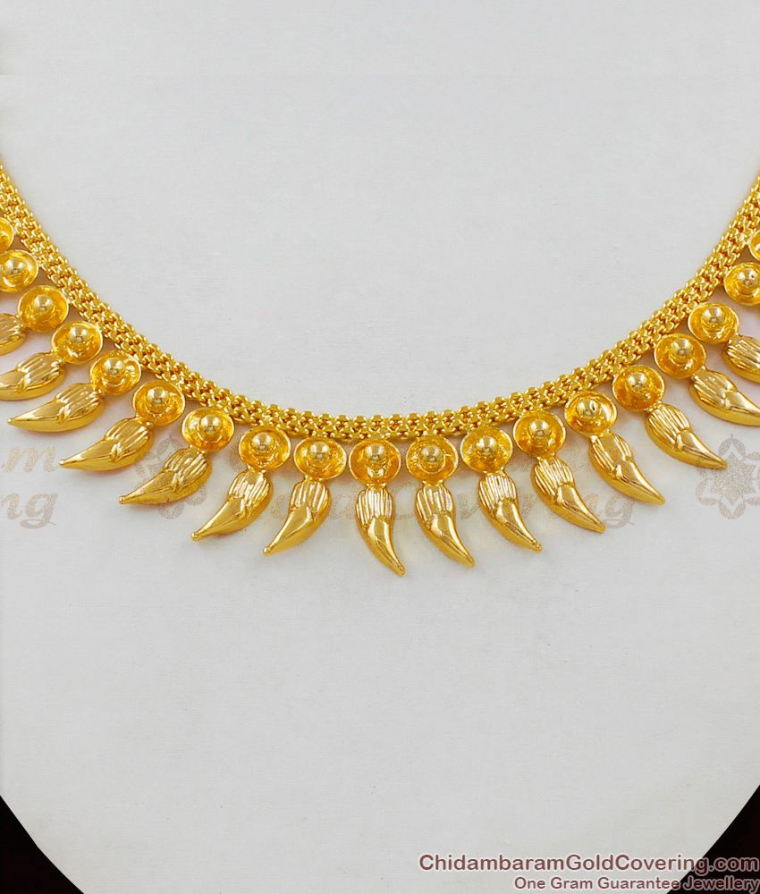 Mullai Poo 3D Gold Beads One Gram Gold Necklace Collections NCKN1558