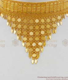 Traditional Kerala Design Net Pattern Gold Close Neck Net Choker Necklace NCKN1561 Traditional Kerala Design Net Pattern Gold Close Neck Net Choker Necklace NCKN1561