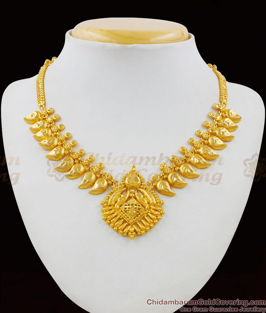 Kerala Separate Links Mango Leaf One Gram Gold Necklace Collection NCKN1563