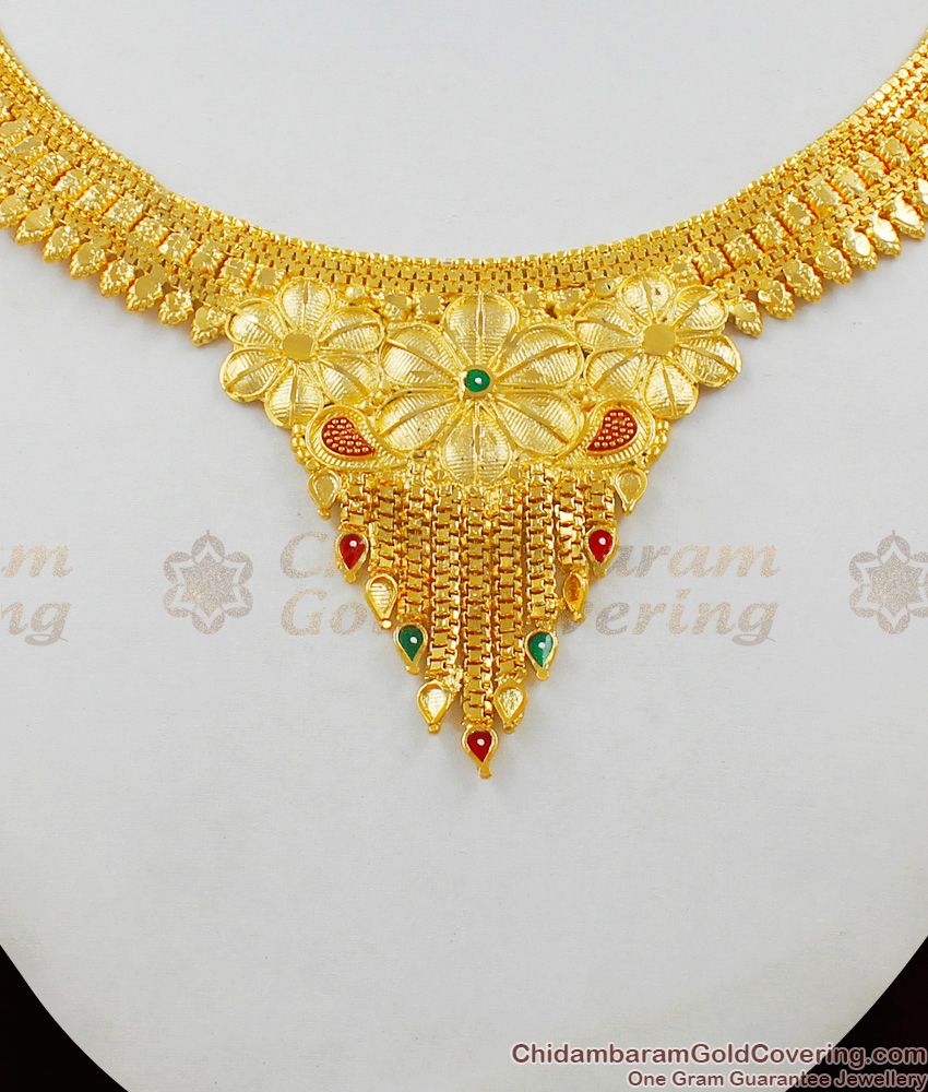 New Fashion Enamel Forming Gold Necklace Bridal Set With Earrings NCKN1569