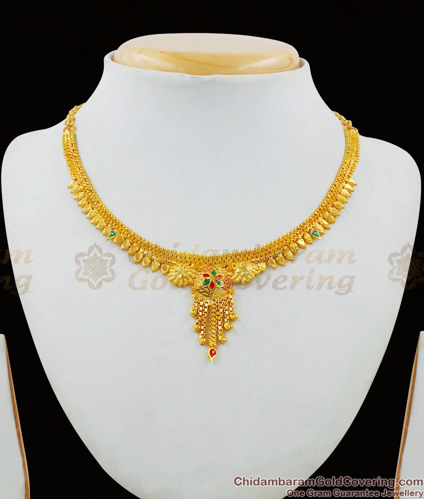 Light Weight Two Gram Gold Imitation Forming Jewelry Set With Earrings NCKN1570