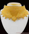 Luxury Flower Mehndi Design Gold Finish Full Neck Choker For Grand Attire NCKN1572