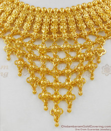 Amazing High Vision Net Pattern Gold Plated Bridal Wear Choker Necklace NCKN1574