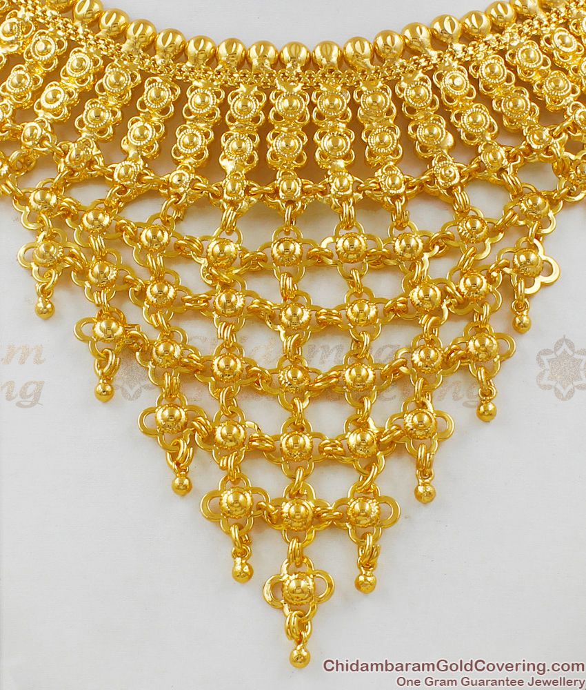 Amazing High Vision Net Pattern Gold Plated Bridal Wear Choker Necklace NCKN1574