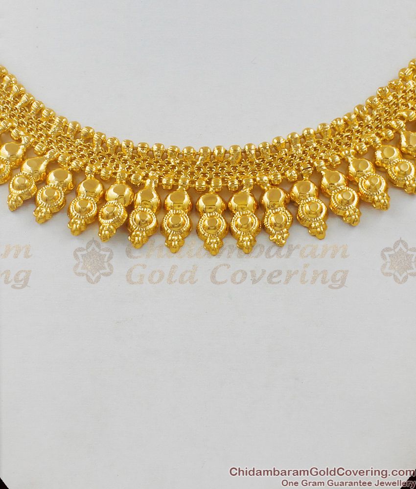 Bridal Make Design Pure Gold Closed Necklace Model For Marriage NCKN1575