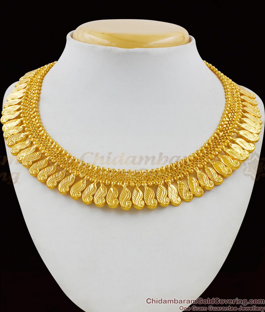 Traditional Kerala Gold Plated Bridal Wear Necklace Collection Latest Model NCKN1576