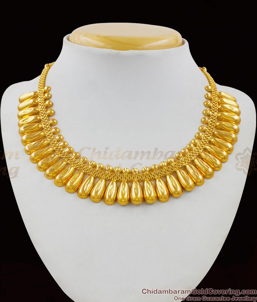 Fashion Jewelry Kerala Gold Pattern Bridal Necklace Design Collection NCKN1580
