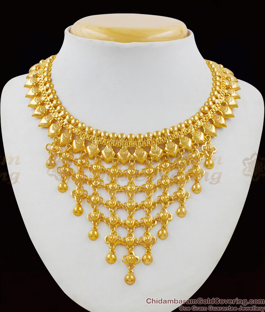 Little Heart Design Real One Gram Gold Choker Necklace For Party Wear NCKN1582