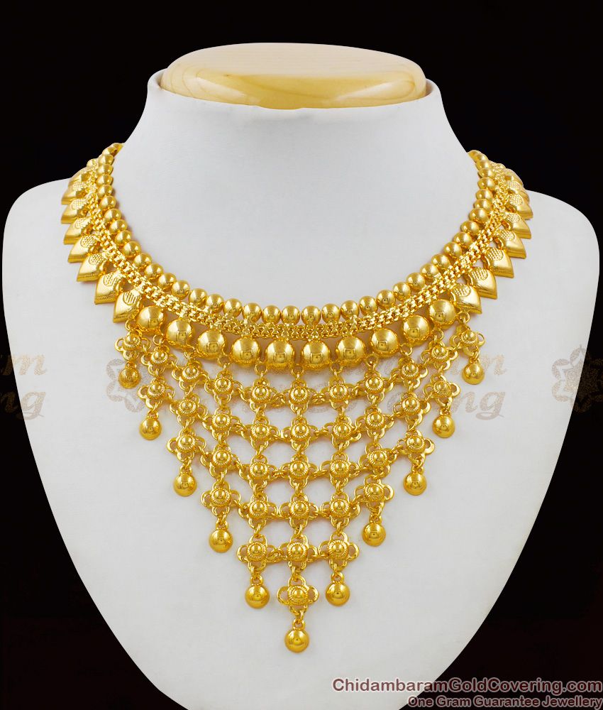 Gorgeous Net Pattern Gold Imitation Choker Model Necklace For Brides Best Discount NCKN1583