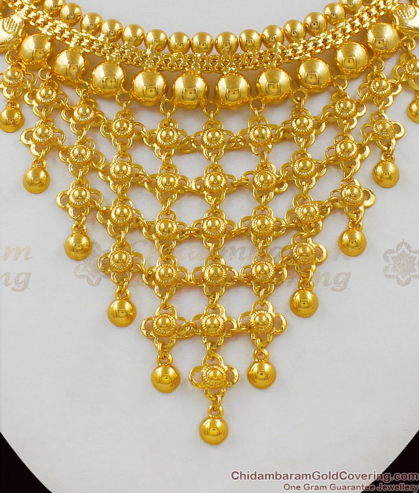 Gorgeous Net Pattern Gold Imitation Choker Model Necklace For Brides Best Discount NCKN1583