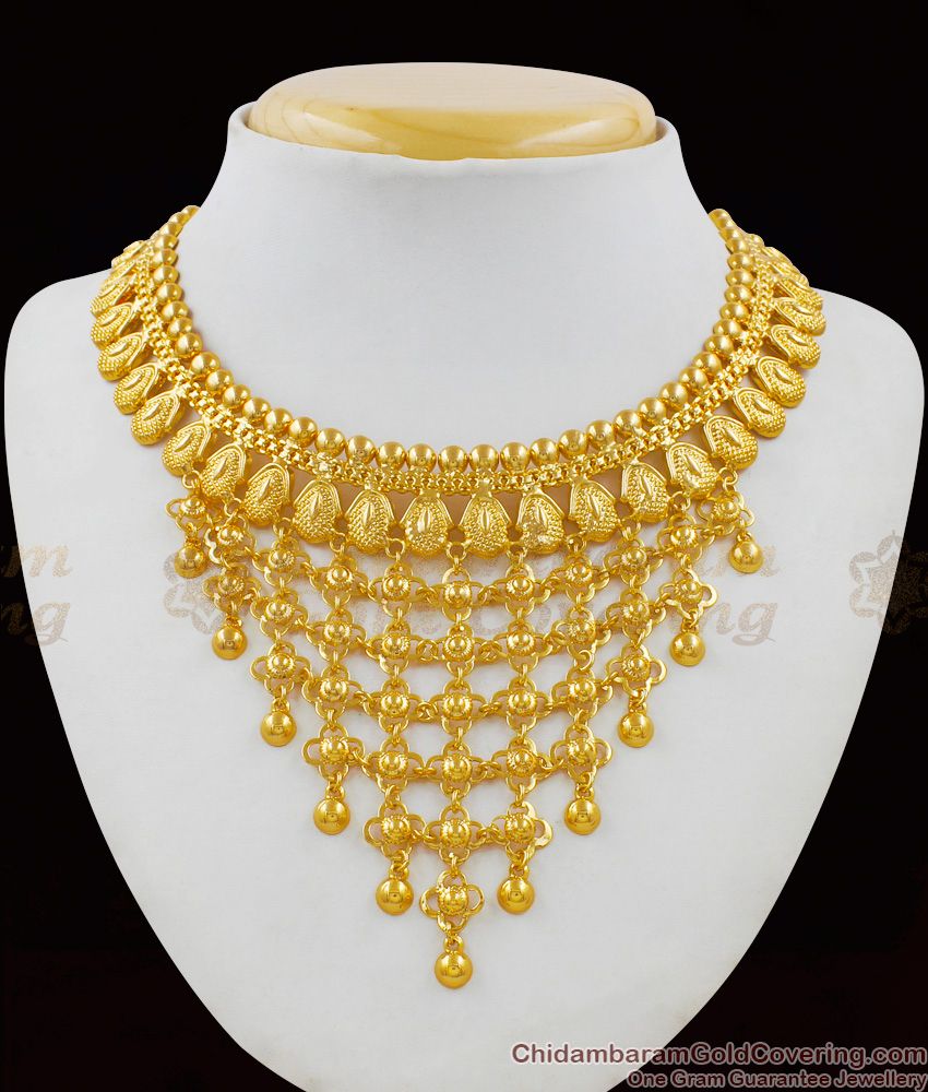 Impressive Net Pattern One Gram Gold Choker Imitation Jewellery For Brides NCKN1584