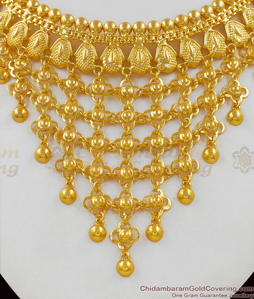 Impressive Net Pattern One Gram Gold Choker Imitation Jewellery For Brides NCKN1584