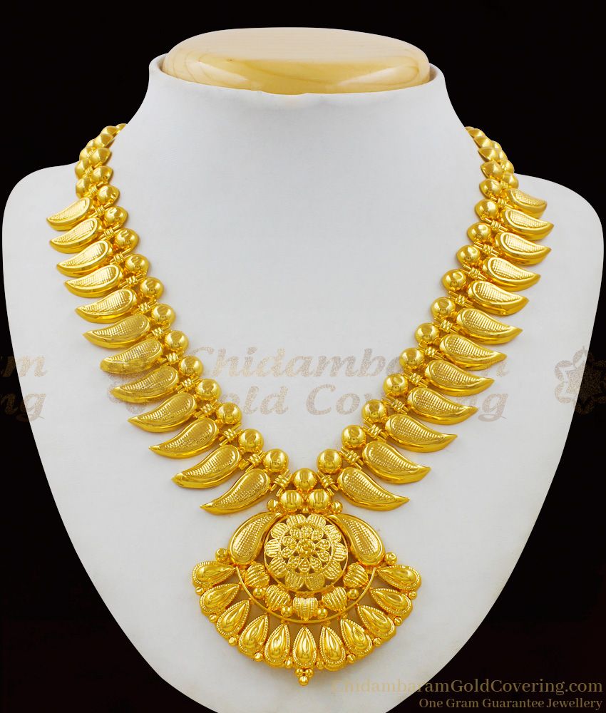 Kerala Model Pure Gold Leaf Model Grand Flower Dollar Necklace Onam Series Collection NCKN1586