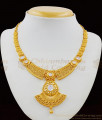 Beautiful Bridal Mehndi Design With White Crystal Stone Gold Imitation Necklace Model NCKN1587