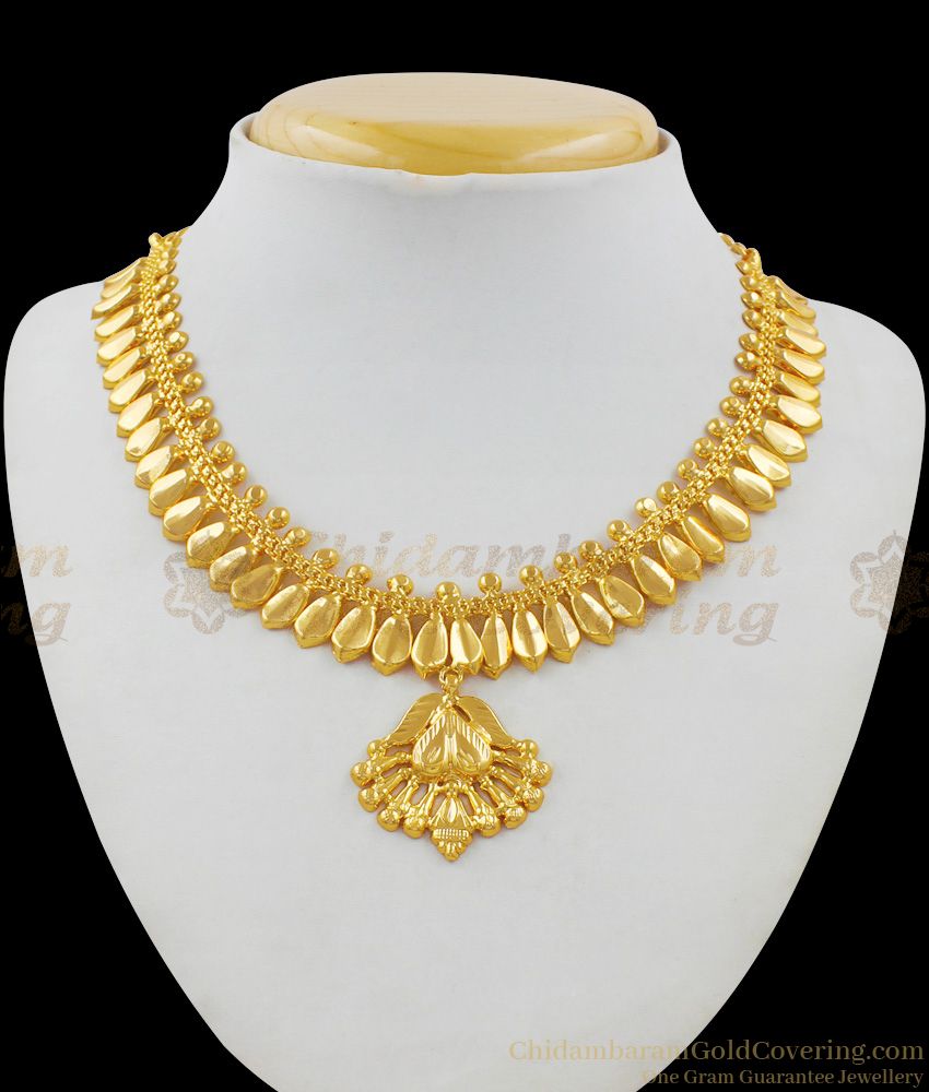 Impressive Kerala Made Pure Gold Festive Design Dollar Necklace For Traditional Wear NCKN1590