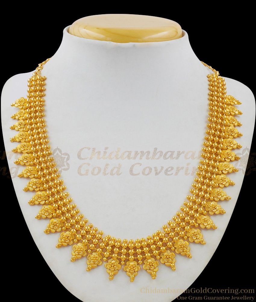 Fancy Flower Kerala Style Gold Plated Necklace New Arrival Jewelry With Discount NCKN1591 