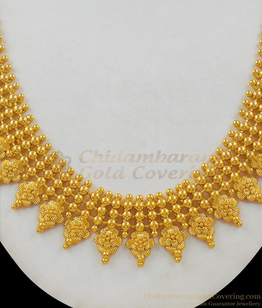 Fancy Flower Kerala Style Gold Plated Necklace New Arrival Jewelry With Discount NCKN1591 