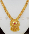 South Indian Traditional Model Gold Imitation Necklace With Single Ruby Stone NCKN1600