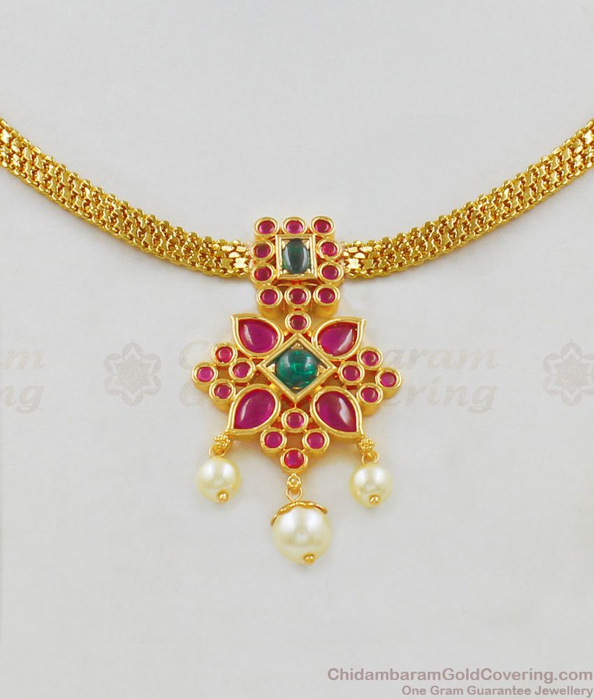 Semi Precious Multi Color Pearls Gold Plated Short Necklace For Party Wear NCKN1601