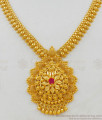 Elegant Single Ruby Stone Gold Imitation Bridal Wear Necklace Model NCKN1602