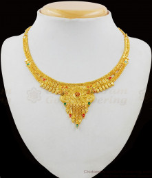 High On Fashion Enamel Forming Gold Necklace Bridal Set With Matching Earrings NCKN1605