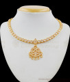 Full Impon White Gati Stone Short Necklace Chain With Flower Dollar For Ladies NCKN1607