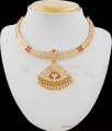 Bridal Design Five Metal Gold Choker WIth Pink And White Stones For Ladies NCKN1613