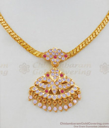 Beautiful White And Pink Gati Stones Ayimpon Gold Necklace Pendant Chain NCKN1616 Beautiful White And Pink Gati Stones Ayimpon Gold Necklace Pendant Chain NCKN1616