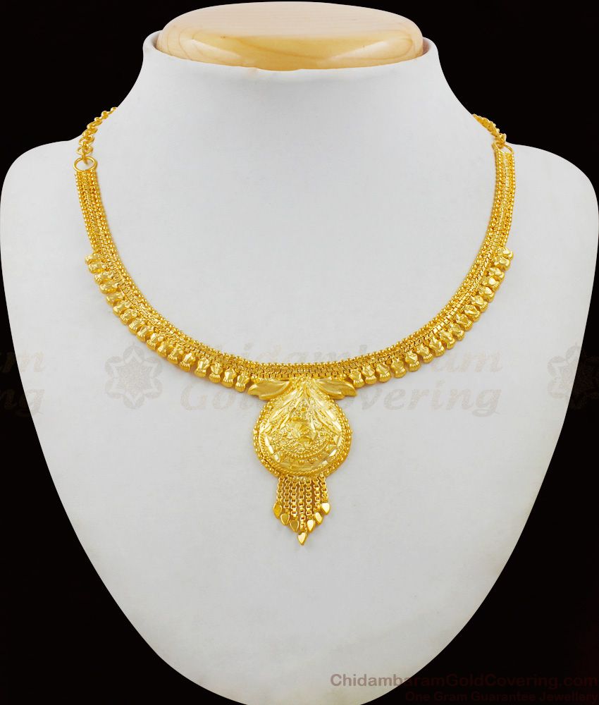 Trendy Light Weight Gold Forming Calcutta Design Bridal Wear Necklace Jewelry New Arrival NCKN1617