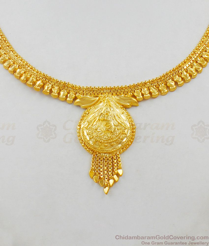 Trendy Light Weight Gold Forming Calcutta Design Bridal Wear Necklace Jewelry New Arrival NCKN1617