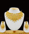 Grand Lakshmi Temple Jewelry Design Gold Choker Necklace Earrings With Stones Combo Set NCKN1620