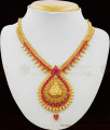 Traditional Lakshmi Dollar With Ruby Stone Necklace Bridal Collections NCKN1622