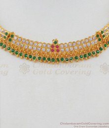 Supreme Handmade Gold Choker With Colorful Stones For Ladies Special Occasions NCKN1625
