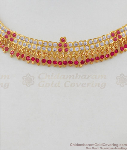 White Stones Gold Impon Choker Necklace 